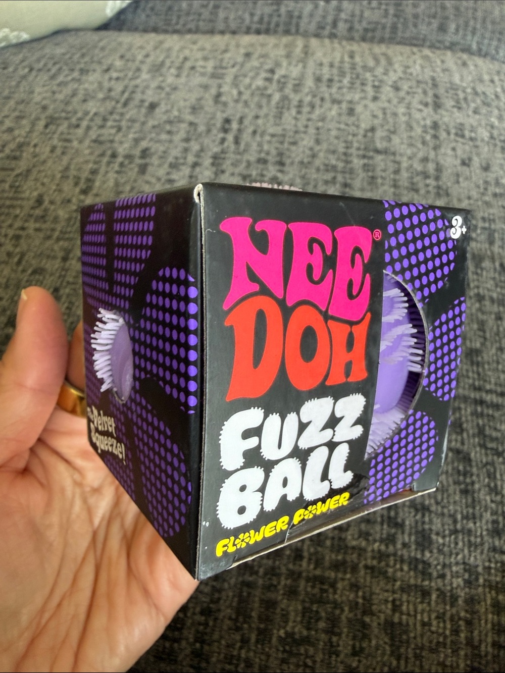 BNIB NeeDoh Fuzz Ball Flower Power, Purple